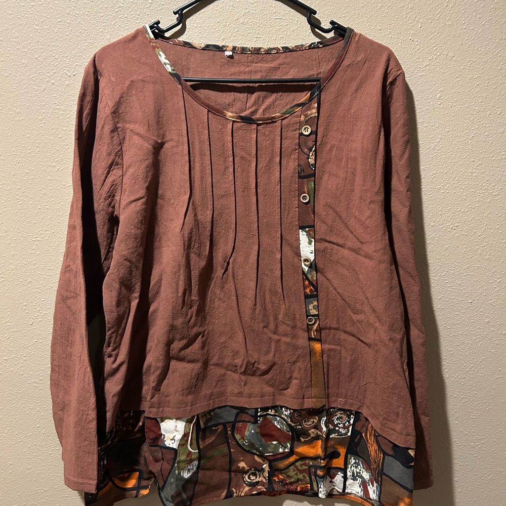 Women’s Rust Brown Long-Sleeve Tunic